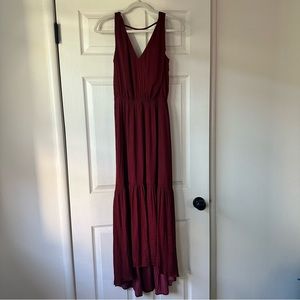 Banana Republic 'FACTORY' Gathered Satin Maxi Dress, Brick SIZE XS Tall